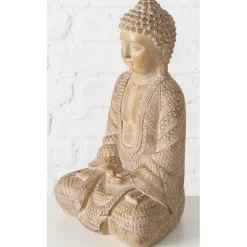 Deco by Boltze Boeddha beeld Legolas - beige - 19 x 13 x 30 cm Clearance