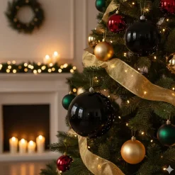 Decoris Kerstbal - zwart - groot - kunststof - 20 cm Discount