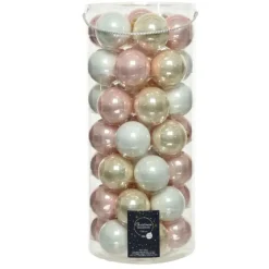 Decoris Kerstballen - 49 st - lichtroze/parel/wit - glas - 6 cm New