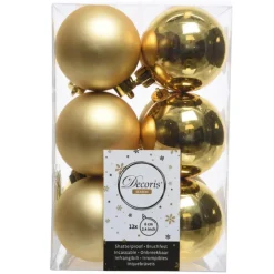 Decoris Kerstballen - 12 stuks - goudkleurig - mat en glans Hot