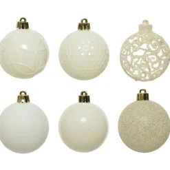 Decoris Kerstballen - 37 stuks - kunststof - wol wit - 6 cm Clearance