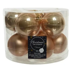 Decoris Kerstballen - 10 stuks - glas - toffee bruin - 6 cm Clearance