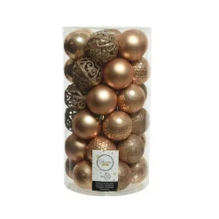 Decoris Kerstballen - 37 stuks - kunststof - toffee bruin - 6 cm Outlet