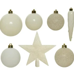 Decoris kerstballen - 34-dlg - wol wit - kunststof Online