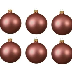 Decoris kerstballen - 6x - oudroze - 8 cm - glas - mat Outlet