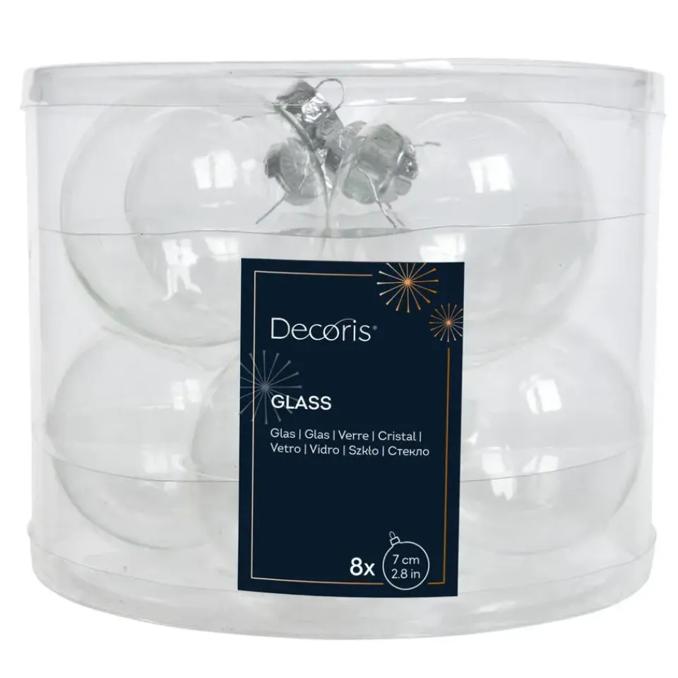 Decoris kerstballen - 8x - transparant - D7 cm - glas Sale