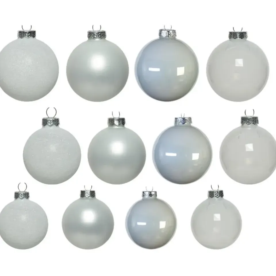 Decoris kerstballen - 42x - wit - glas - 5-6-7 cm New