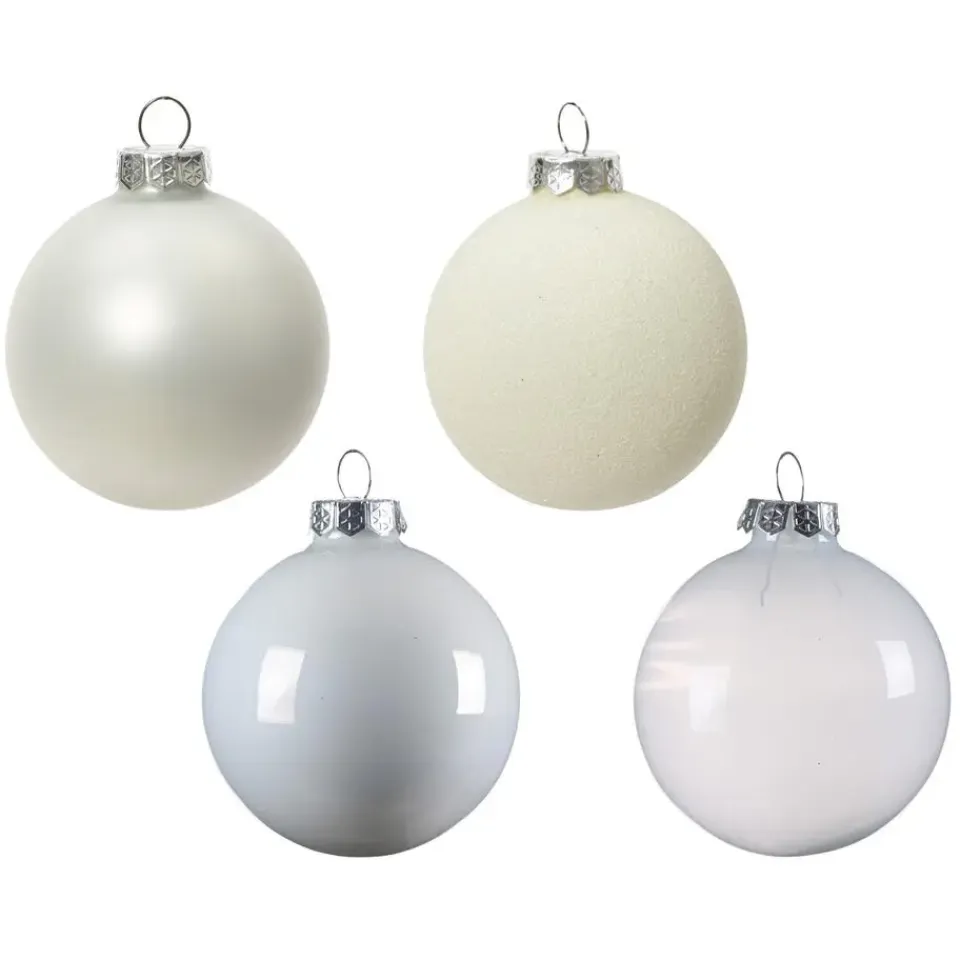 Decoris kerstballen - 42x - wit - glas - 5-6-7 cm New