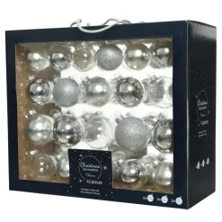 Decoris Kerstballen - 42x - zilver - 5-6-7 cm - glas Outlet