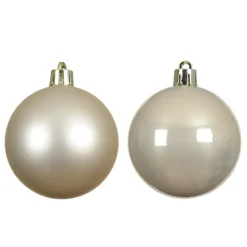 Decoris Kerstballen - 12x -licht parel/champagne -6 cm -kunststof Clearance
