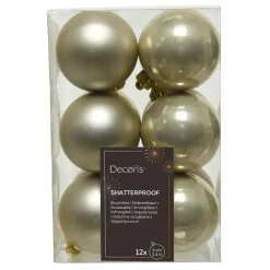 Decoris Kerstballen - 12x -licht parel/champagne -6 cm -kunststof Clearance