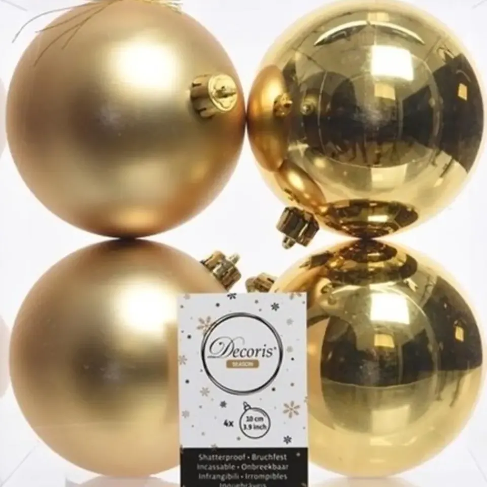 Decoris Kerstballen - 4x st - goud - 10 cm - kunststof Hot