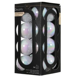 Decoris Kerstballen - 16x st - wit parelmoer - D4 cm - kunststof Clearance
