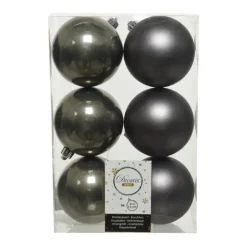 Decoris Kerstballen - 6x st - antraciet grijs - D8 cm - kunststof Online