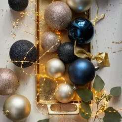 Decoris Kerstballen - 26x st - donkerblauw - 6-8-10 cm Online