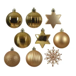 Decoris kerstballen en ornamenten - 40x - kunststof - goud - mix Sale