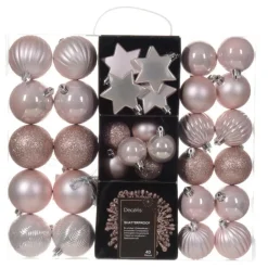 Decoris kerstballen en ornamenten - 40x - kunststof - lichtroze - mix Best