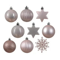 Decoris kerstballen en ornamenten - 40x - kunststof - lichtroze - mix Best