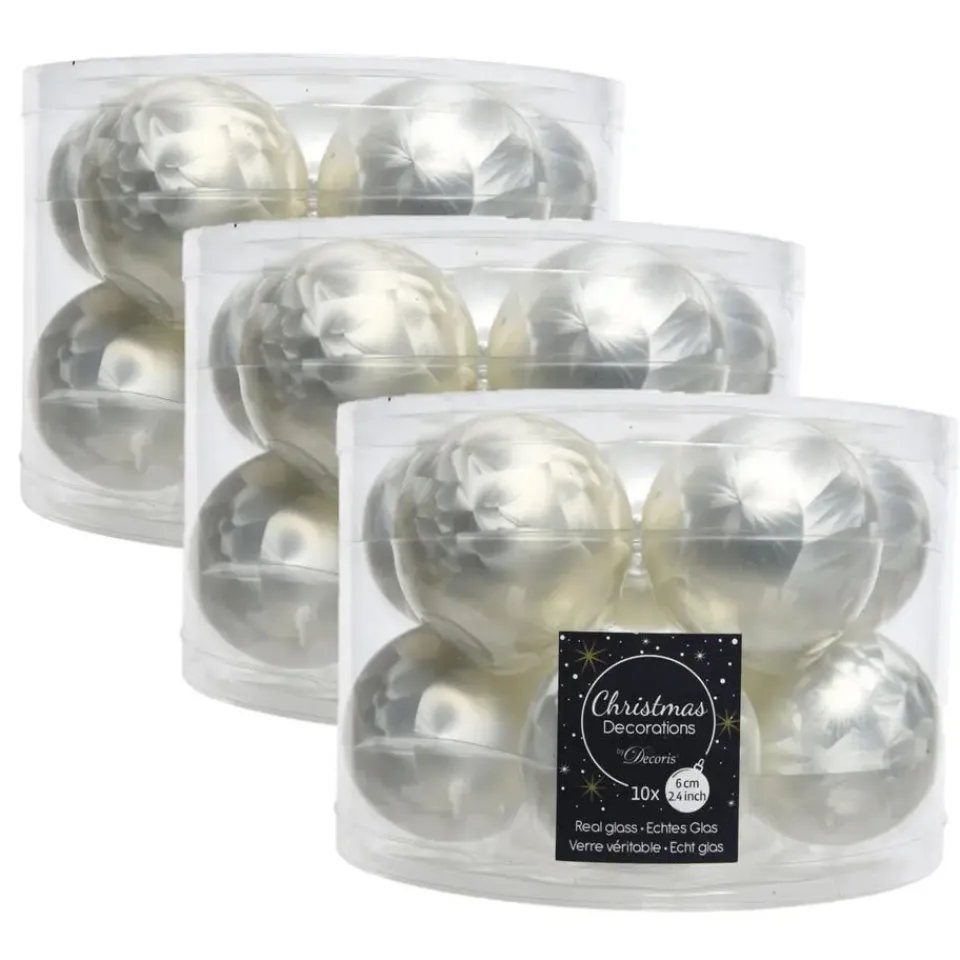 Decoris Kerstballen set - 10x - wit - glas - mat-glans - 6 cm Discount