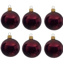 Decoris Kerstballen set - 6x stuks - donker rood - glas - 6 cm
