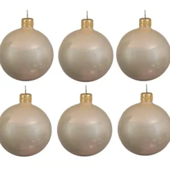 Decoris Kerstballen set - 6x stuks - parel/champagne - 6 cm Online