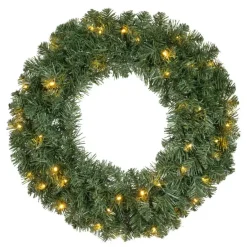 Decoris Kerstkrans - groen - warm verlichting - timer - 60 cm Outlet
