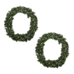 Decoris Kerstkrans - groen - warm verlichting - timer - 60 cm Outlet