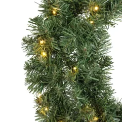 Decoris Kerstkrans - groen - warm verlichting - timer - 60 cm Outlet