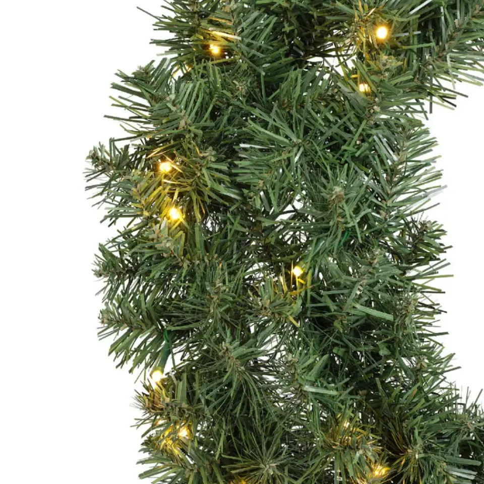 Decoris Kerstkrans - groen - warm verlichting - timer - 60 cm Outlet