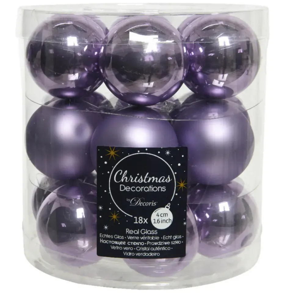Decoris Kleine kerstballen - 18x - lila paars - D4 cm - glas Clearance