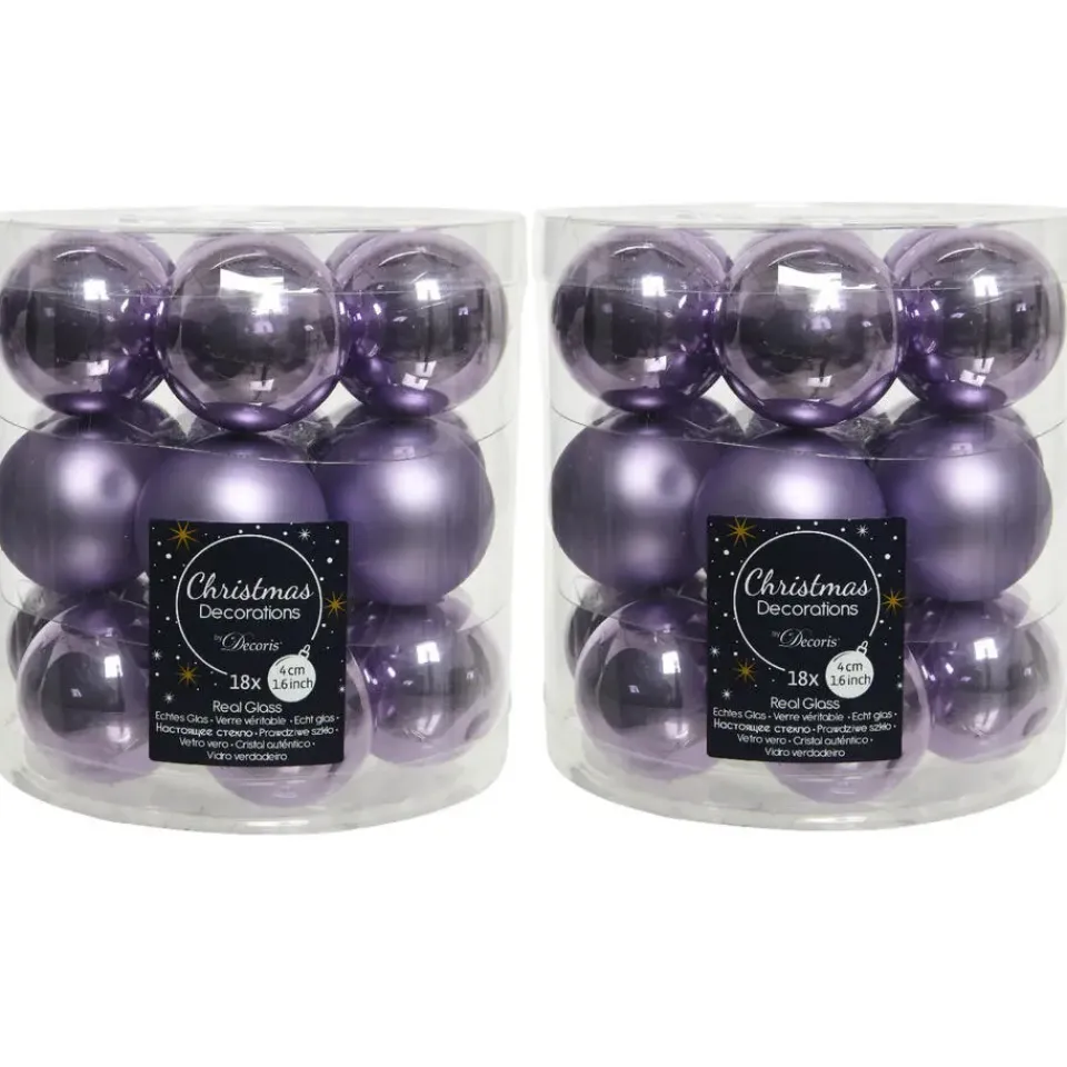 Decoris Kleine kerstballen - 18x - lila paars - D4 cm - glas Clearance