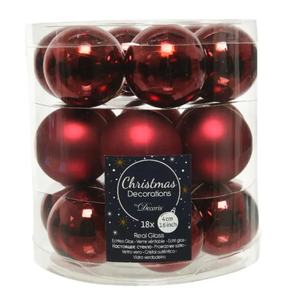 Decoris Kleine kerstballen - 18x - donkerrood - D4 cm - glas Online