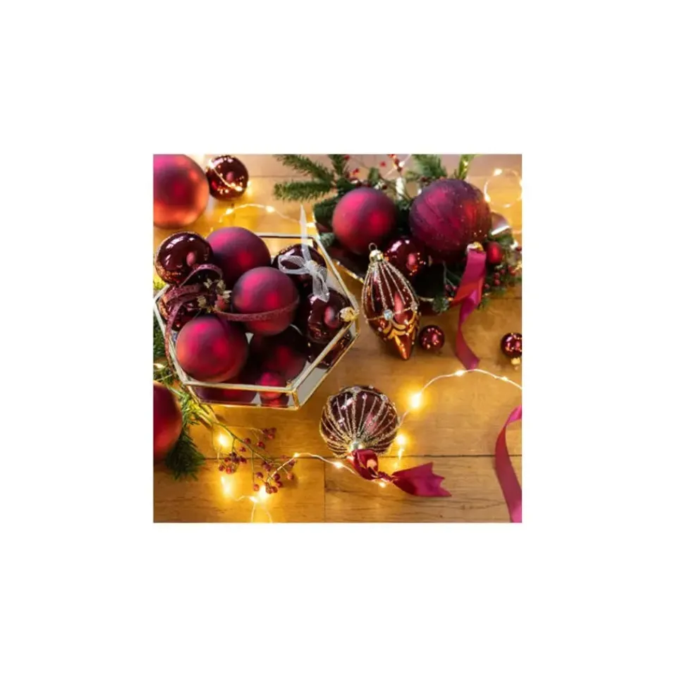 Decoris Kleine kerstballen - 18x - donkerrood - D4 cm - glas Online
