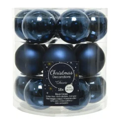 Decoris Kleine kerstballen - 18x - donkerblauw - D4 cm - glas Sale