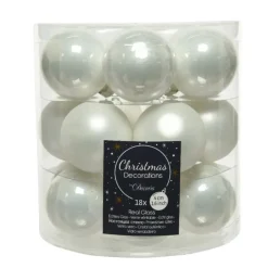 Decoris Kleine kerstballen - 18x - wit - D4 cm - glas Best