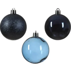 Decoris kunststof kerstballen - 25x stuks - 8 cm -donkerblauw Sale