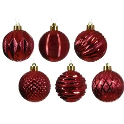 Decoris kunststof kerstballen luxe- 12x- 8 cm -rood Hot