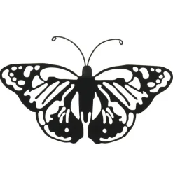 Decoris muurvlinder - tuindecoratie - zwart - metaal - 17 x 12 cm Best