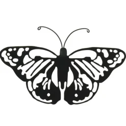 Decoris muurvlinder - tuindecoratie - zwart - metaal - 36 x 25 cm New