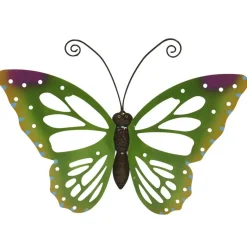 Decoris Tuindecoratie vlinder - groen - metaal - 51 x 38 cm Online