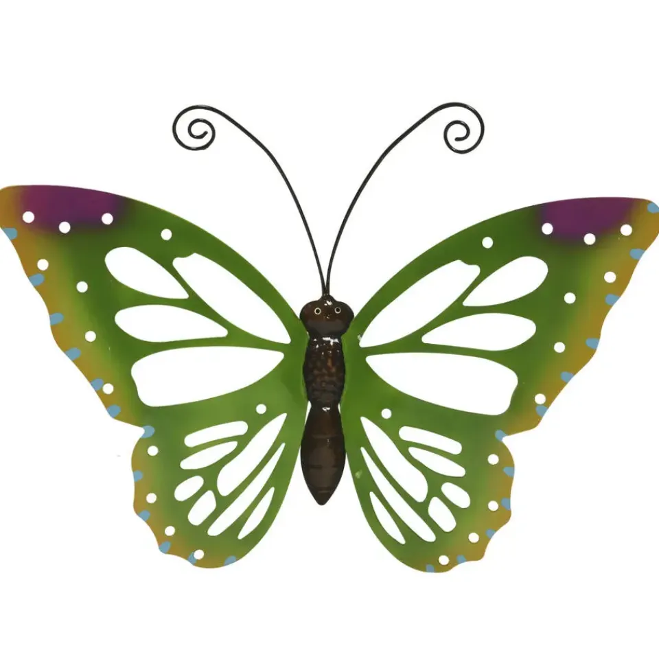Decoris Tuindecoratie vlinder - groen - metaal - 51 x 38 cm Online