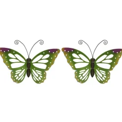 Decoris Tuindecoratie vlinder - groen - metaal - 51 x 38 cm Online