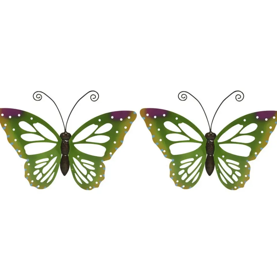 Decoris Tuindecoratie vlinder - groen - metaal - 51 x 38 cm Online