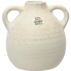 Decoris Vaas kruik model - terracotta - wit - D17 x H17 - vintage Hot