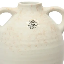 Decoris Vaas kruik model - terracotta - wit - D17 x H17 - vintage Hot