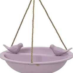 Decoris Vogelbad - bamboe hout - lila paars - drinkschaal - 27 cm Clearance