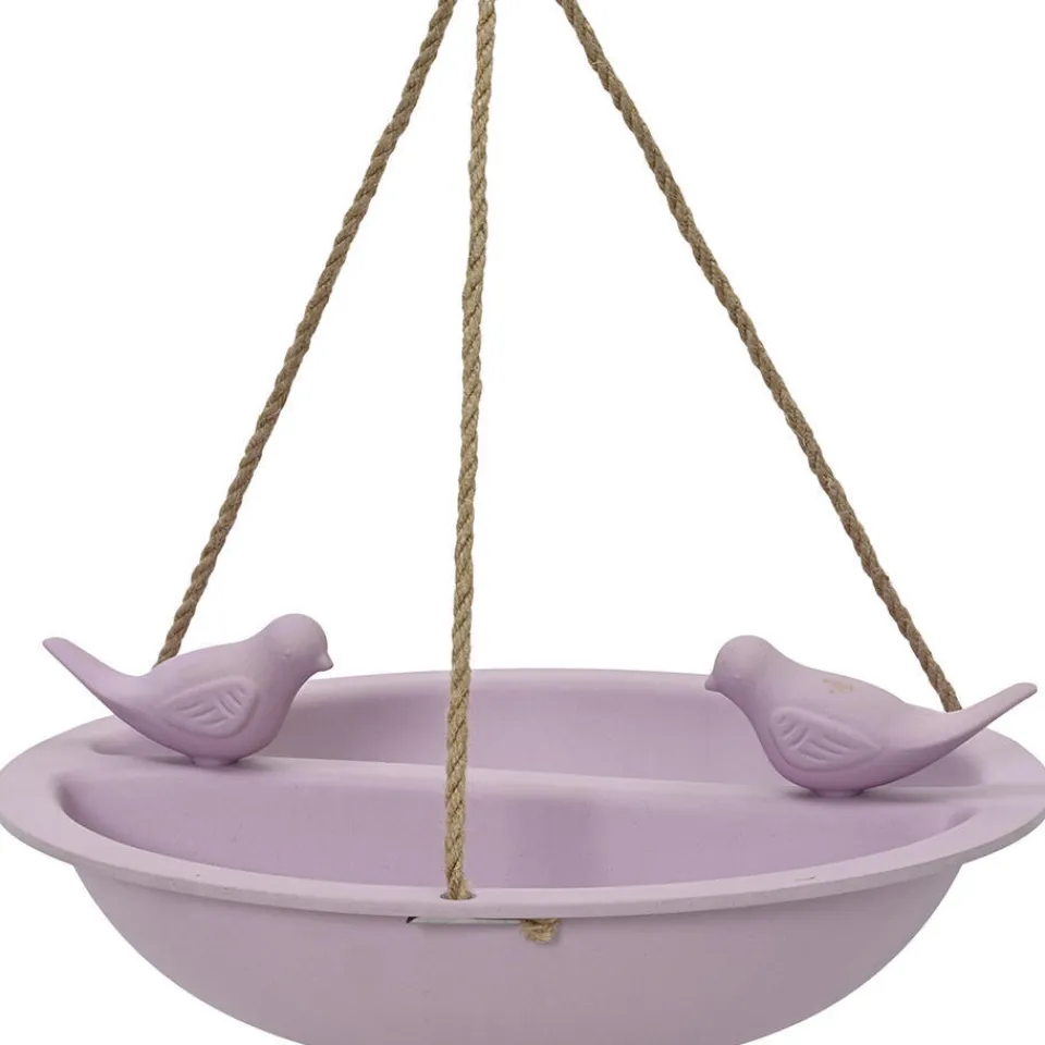 Decoris Vogelbad - bamboe hout - lila paars - drinkschaal - 27 cm Clearance