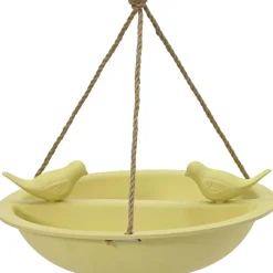 Decoris Vogelbad - bamboe hout - geel - drinkschaal - 27 cm Sale