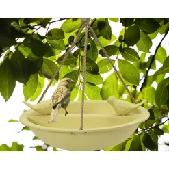 Decoris Vogelbad - bamboe hout - geel - drinkschaal - 27 cm Sale