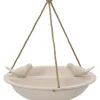 Decoris Vogelbad - bamboe hout - creme wit - drinkschaal - 27 cm